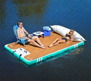 Inflatable Floating Dock Platform with Electric Air Pump Storage Bag Swim Deck Floating Water Mat for Pool Beach Ocean