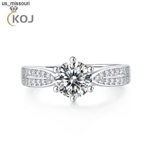 Кольца полосы koj 1carat moissanite Diamond Регулируемые обручальные кольца для женщин 925 серебряных кольца Moissanite с сертификатом оригинального J230522