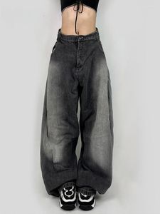 Kvinnors jeans streetwear överdimensionerade kvinnor baggy hög midja bred ben denim lastbyxor haruku y2k vintage mamma koreansk stil