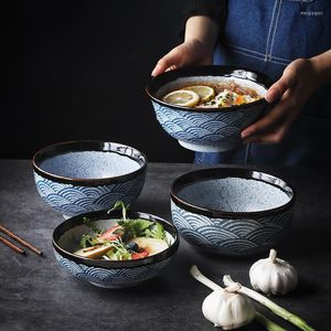 Bowls Japanese Style Ceramic Rice Bowl Ramen Salad Noodle Soup Restaurant Steak Plate Kitchen Tableware Home Serving