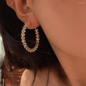 Hoop Earrings 2023 Fashion Gold Color Oversize For Women Wide S925 Silver Round Circle Statement Vintage Jewelry Gift