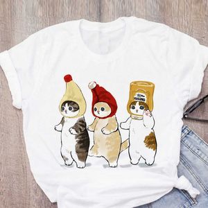 Fofa Mulher feminina T-shirt T-shirt T-shirt Brand Cat Funny Cartoon Harajuku Graphic Ulzzang 90s Print Aesthetic Top Tee Feminino