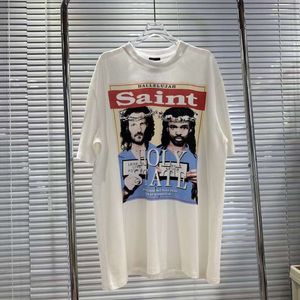 Masculino de rua de verão camiseta vintage melhor qualidade gráfica impressão de grandes dimensões santa tops soltos camiseta para homens mulheres manga curta algodão portait estampado