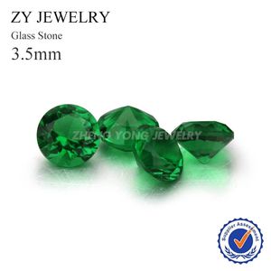 Crystal Hot Sale 3.5mm5.0mm rund maskinskuren syntetiska gröna lösa glaspärlor i smycken