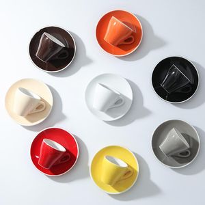 Koppar Saucers Espresso Coffee Cup 80-150 ml Keramik set italienska mjölkmuggar och multicolor valfritt