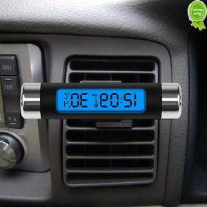 Samochód Nowy samochód powietrza samochodowego 2 w 1 termometr Elektroniczny czas zegara LED termometr cyfrowy z podświetleniem świetliste materiały samochodowe