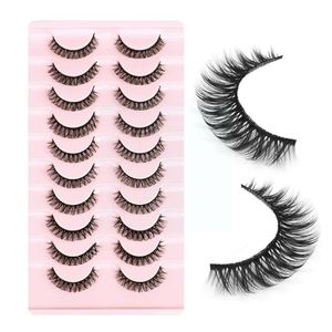 Falska ögonfransar 10pairs 3D Mink Russian DD Curl 10-23mm Super Fluffy Natural Lashes Volym Fake REURBEABLE EXTEN P4U3FALSE