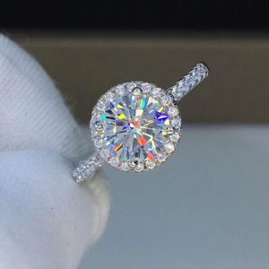 Fine Promise Ring Real 925 Sterling Silver 7mm Sona aaaaa cz Stone Engagementウェディングバンドリング女性ブライダルパーティージュエリー