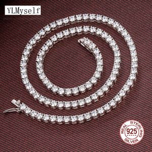 Bracelet 1624 Inch 100% Guarante Real Sterling Sier Pave 2mm/3mm/4mm Sparkly Zircon Tennis Chain Necklace Hiphop Rock Fine Jewelry