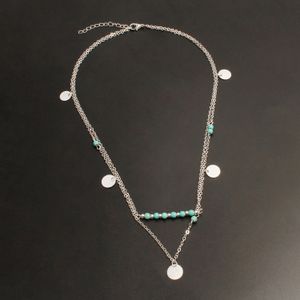 luxury designer multi-layer disc pendant turquoise pendant necklace cross-border bestselling ladies necklace pendant handmade pendant necklace for girl