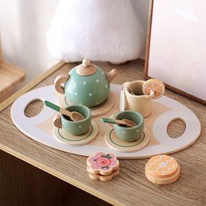 Kitchens Play Food Wooden Afternoon Tea Set Toy Pretend Play Food Learning Role Play Game Toys Early Educational for Toddlers Girls Boys Kids Gifts 230520