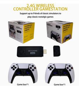 U9 Pro HDMI Video Game Console Stick Host med 2,4G Wireless Controller USB Mottagarkit 10000+Games Arcade Console för PSP N64 PS1 FC SFC GBA Emulator vs PS5 M8 Plus