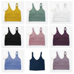 Lu limões roupas alinhar mulheres yoga esportes colete u-back sutiã fiess jogging com almofada de peito forrado ginásio roupa interior regatas