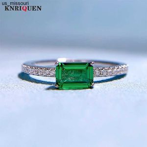 Band Rings Charms 100 925 Sterling Silver 46mm Emerald Lab Diamond Rings for Women Gemstone Wedding Party Fine Jewelry Lady Present J230522
