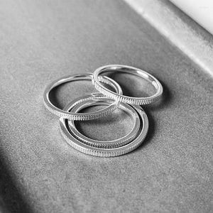 Cluster Rings Amaiyllis S925 Sterling Silver Line Ring Simple Step Thin Handmade Boho Lovers smycken