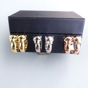 Designer Collection Style Women Lady Stud Earrings Smooth-Surface Green Poyes Leopard Head Plated Gold Color Jewelry