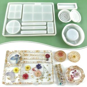 Andra 1 set kryddkvarn Ashtray Epoxy harts Mögel Makeup Rolling Tray Silicone Mold Diy Crafts Smyckedekorationer Gjutningsverktyg