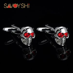 Savoyshi moda masculina mangueira de mangueira marca de alta qualidade cristal de cristal prateado skull skull links halloween party presente jóias