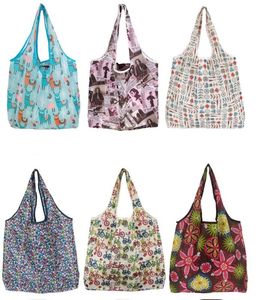 Büyük moda alışveriş çantaları katlanabilir su geçirmez depolama eko yeniden kullanılabilir polyester karikatür çanta çanta çanta hediye paketi