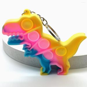 Portachiavi Cute Silicone Dinosuar Design Portachiavi Camouflage Soft Women Car Portachiavi 3 colori Finger Kids Toys Gioielli Portachiavi