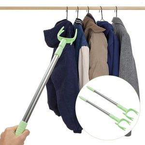 Hangers 2 Pcs Metal Closet Rod Telescoping Pole Clothing Hook Extended Clothes Line Prop Laundry