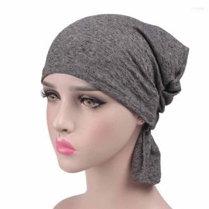 Mössor andningsbara kvinnors bubbla bomull Kerchief Chemo Hat Beanie Turban Head Cap huvudbonader för cancerpatienter Muslimska fast färg1 SCOT22