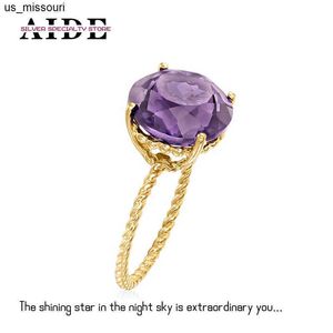 Bandringar Aide S925 Sterling Silver Blue Pink Purple Diamond Zircon Rings for Women Engagement Wedding Party Jewelry Anillos Bague Gifts J230522