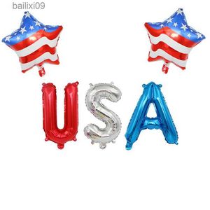 Partydekoration Unabhängigkeitstag Ballon USA Stern Brief Ballon Festival Party Dekoration Aluminiumfolie Ballon Paket Großhandel T230522