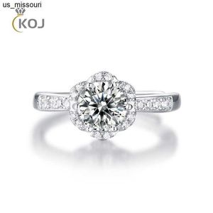 Anéis de banda KOJ 1 Moissanite Row Diamond Wedding Rings for Women 925 Sterling Silver Supm Supplies Ajustres de Casamento J230522