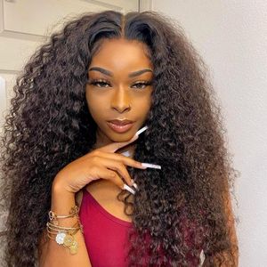 Curly Human Hair Wig 30 34 tum HD Transparent Loose Deep Wave Frontal Water Spets Front Wigs For Women