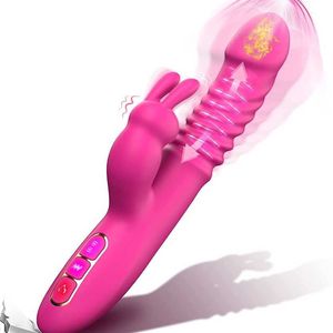Factory Outlet Feminina Rabbit G Spot G Spot Vibrador vibrador e aquecimento Dildos com empuxo Rose Red Red Sex Sex Toy Game Clitoral