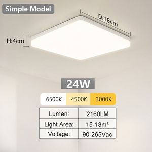 Светодиодная потолочная лампа 220V Современные лампы квадратные потолочные огни для спальни кухня