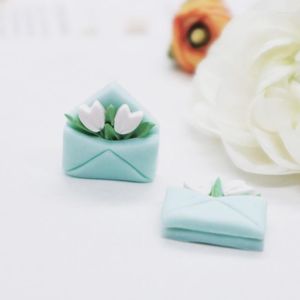 Baumelnde Ohrringe Umschlag Blumen Ohrstecker für Frauen Mädchen 2023 einfache Mode Herz Tropfen Ohrring Polymer Clay handgefertigt Mama Geschenke