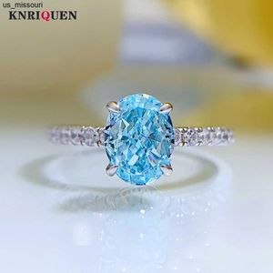 Band Rings Charms 100 925 Sterling Silver 68mm Aquamarine Lab Diamond Rings for Women Wedding Engagement Bands Party Fine Jewets Gifts J230522