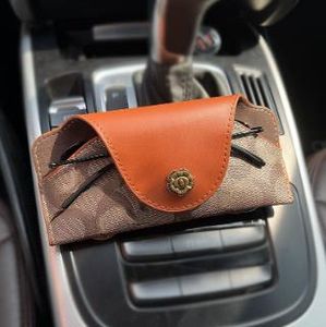 All-match Retro Car Glasses Case Multi-Functional Automotive Sun Louver Clamp Glasses Bag Car Sunglasses Storage Bags