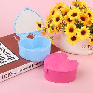 Jewelry Pouches 1pc Heart-shaped Box Pink Girl Heart Storage Desktop Student Dormitory Love Mirror Make Up Organizer