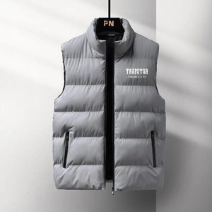 2023 Autumn Winter Brand Men's Vests Cotton Coat Casual Warm Fashionable Standing Collar Cotton Coat ärmlös Väst Mänrock M-5XL