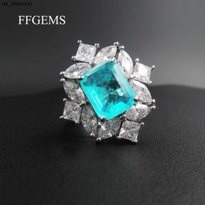 Bandringar ffgems vintage 925 sterling silver paraiba turmalin ädelsten bröllop engagemang diamanter stora ringar gåva fina smycken grossist j230522