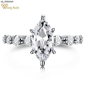 Anelli a fascia Wong Rain 100 925 Sterling Silver Marquise Cut High Carbon Diamonds Gemstone Wedding Engagement Ring Set Fine Jewelry J230522 all'ingrosso