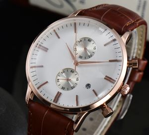 2023 New Watch Men's Leisure Diamond Watches Gold Steel Case Кожаные кварцевые наручные часы ремешок для мужчины Masculino Amn16