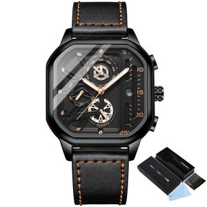 Quadranti per orologi al quarzo Orologio da uomo Glow Square Shrimp Skin Watch orologi di lusso orologio da uomo con bracciali in acciaio inossidabile leggero