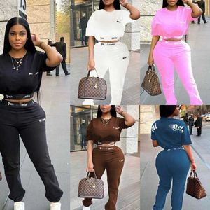 3XL 4XL Designer Womens Tracksuits Summer Pink Sports Outfits Tryckt bokstav Kort ärm T-shirt Tvådelat jogging kostymer