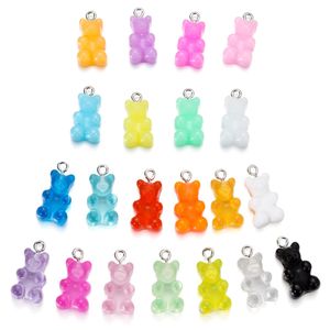 10st 14 färger söta djur gummy björn harts charm för att göra droppeörhängen hängen halsband nyckelring diy smycken fynd