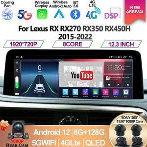 Per Lexus RX RX270 RX350 RX450H 2015-2022 12.3 pollici Android 12 8 + 128G Autoradio Lettore multimediale di navigazione GPS CarPlay Screen-5