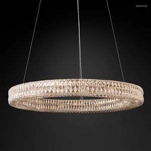 Hängslampor American Crystal Lights Fixture Modern ring hängande europeisk lyxig droplight art deco el hem inomhus glans