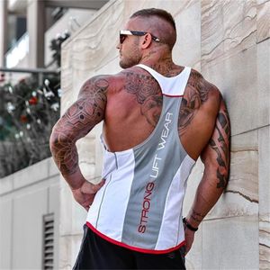 Erkeklerin tank üstleri erkek vücut geliştirme üst spor salonları fitness kolsuz gömlek erkek pamuklu giyim moda tekli yelek fanila 230522