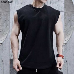 Herr t-shirts Summer Plain Mens Fitness Singlets Loose Mesh Topps Bodybuilding Tank Top Men Gym Clothing Sporting Overdimensionerad Muskeltröja J230522