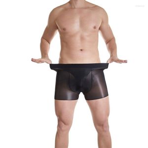 Underpants Man Sexy Boxer Ultra-thin Transparent Glossy Seamless Dressing Gown Breathable Filar Mercerizing Socks U-shaped Crotch Underwear
