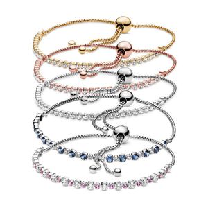 Bileklik LR Yuvarlak Toka Zirkonya Pan 925 Gümüş Pulsera Bilezik İçin Ayarlanabilir Yılan Zinciri Boncuk Takı Yapımı Charmsy