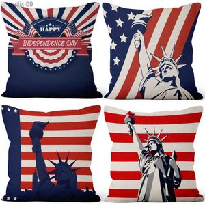 Party Decoration 4 juli USA Independence Day Cushion Cover Home Decor American Flag Case Office Soffa Throw 4st/Set 45x45cm T230522